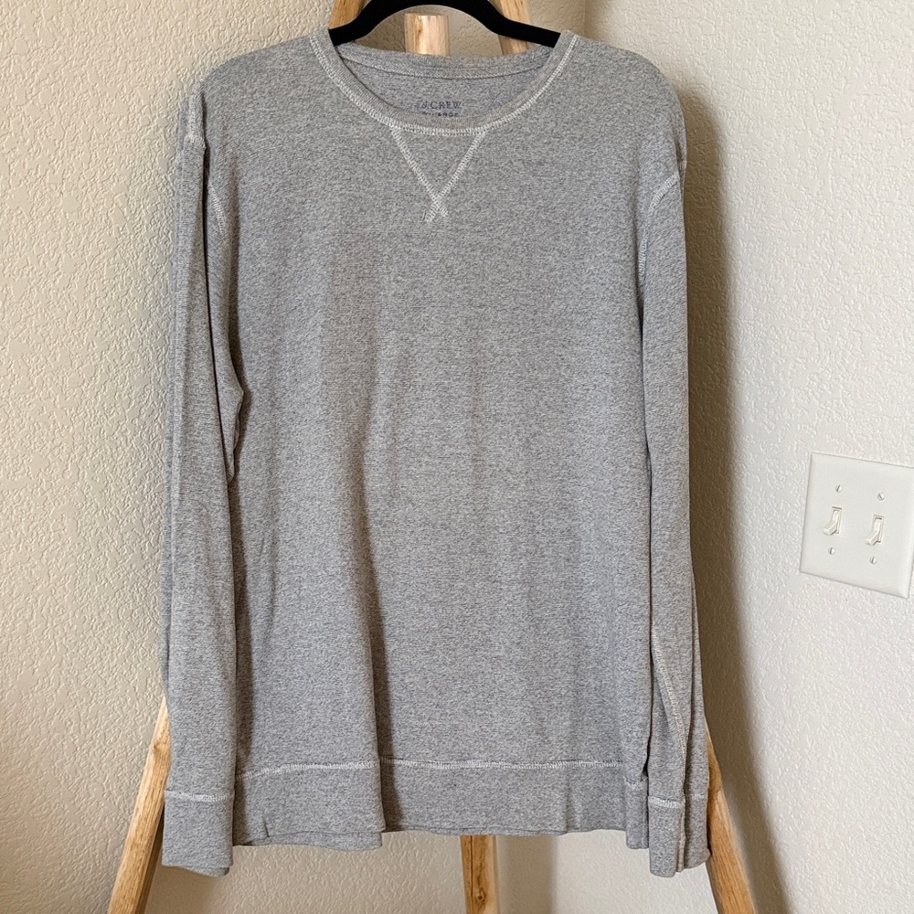J. Crew Heather Gray Long Sleeve Cotton Knit Pullover